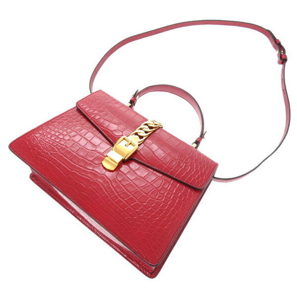 Gucci Sylvie crocodile leather handbag red - Picture 8 of 8